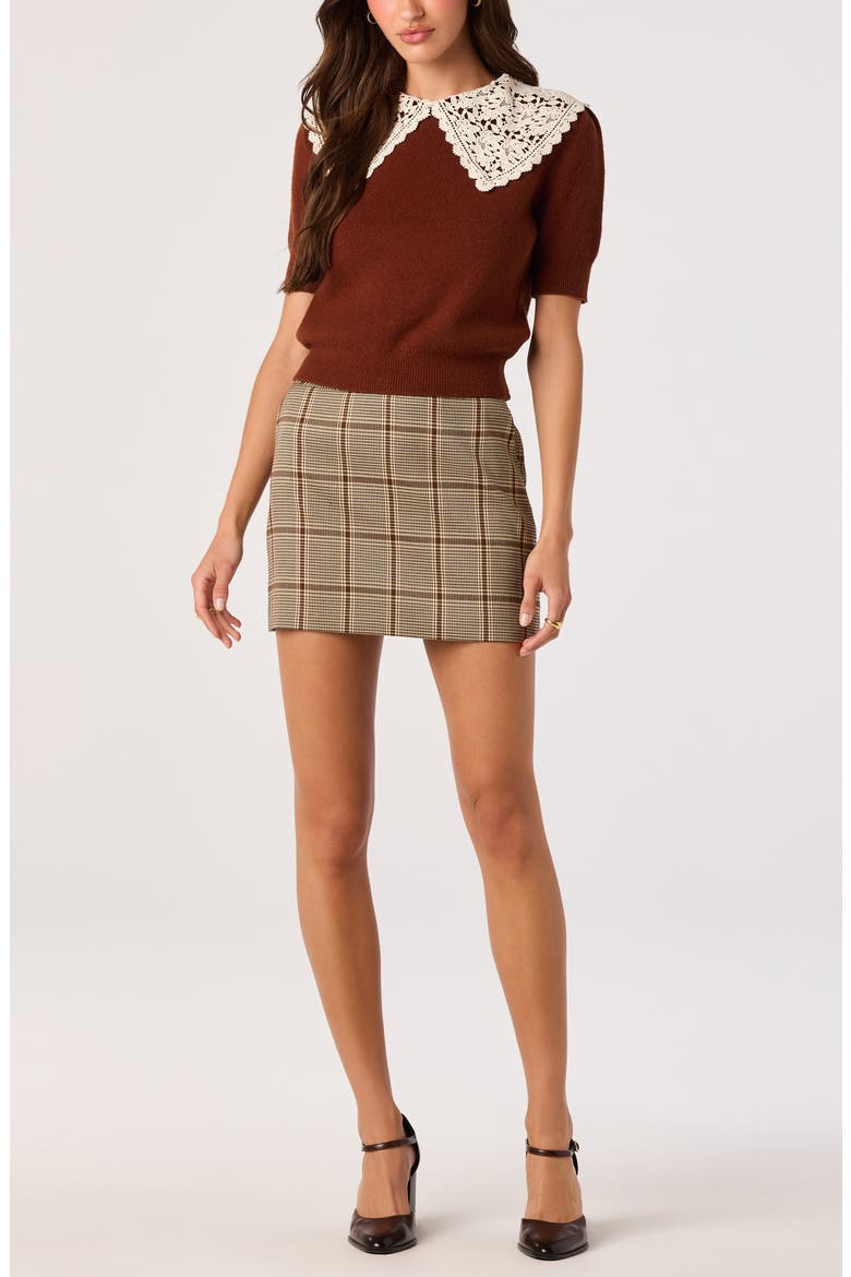Carianne Lace Collar Short Sleeve Sweater, Alternate, color, RUST