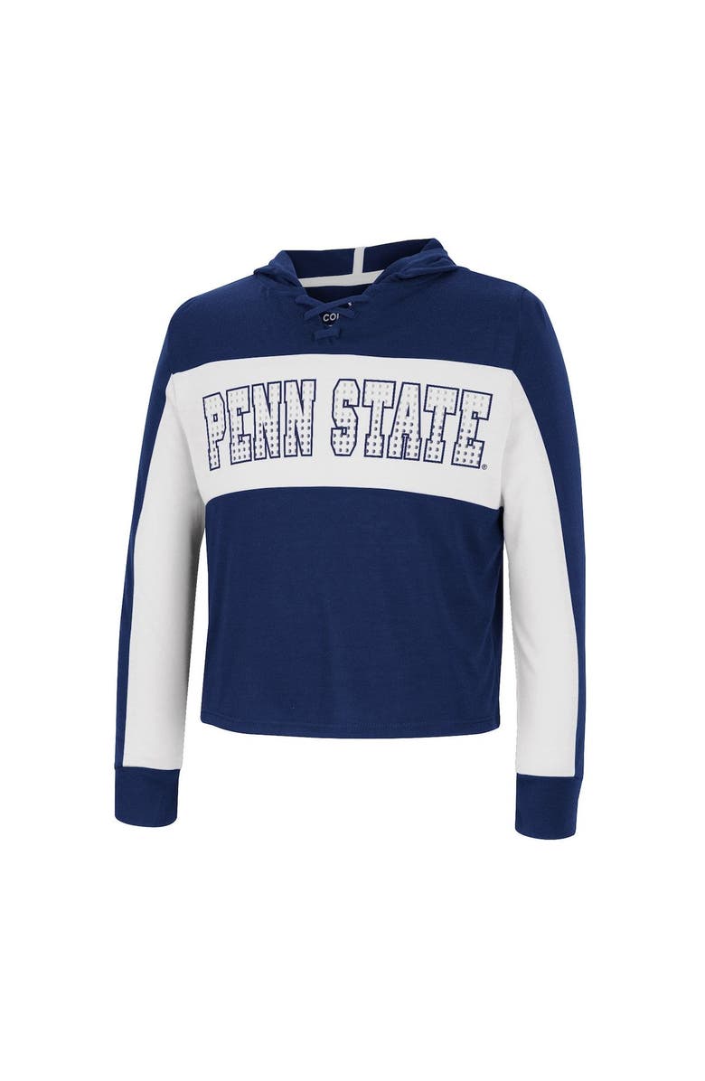 COLOSSEUM Girls Youth Colosseum Navy Penn State Nittany Lions Galooks Hoodie Lace-Up Long Sleeve T-Shirt, Alternate, color, 