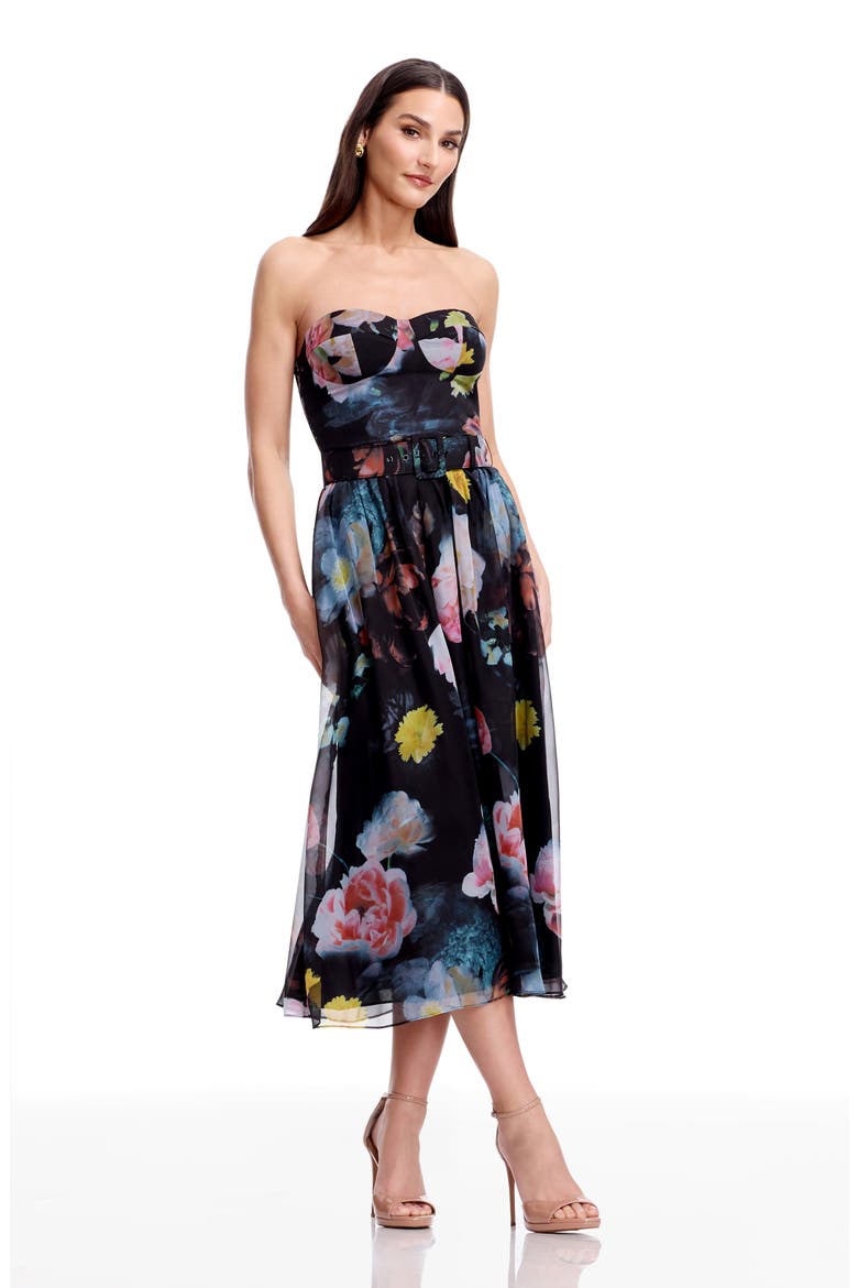 Jenny Floral Strapless Cocktail Dress, Alternate, color, BLACK MULTI