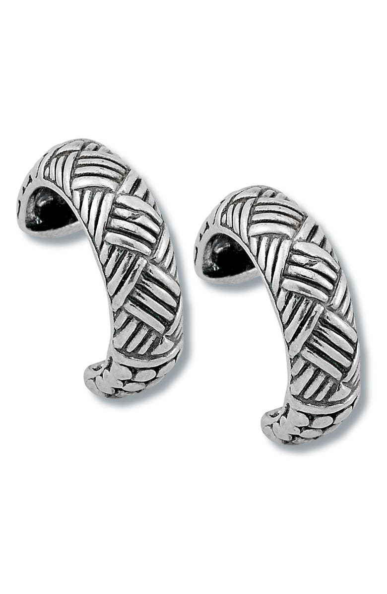 SAMUEL B. Sterling Silver Woven Dot Hoop Earrings, Main, color, Silver