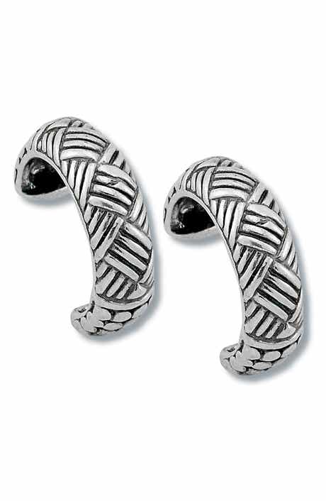 SAMUEL B. Sterling Silver Woven Dot Hoop Earrings