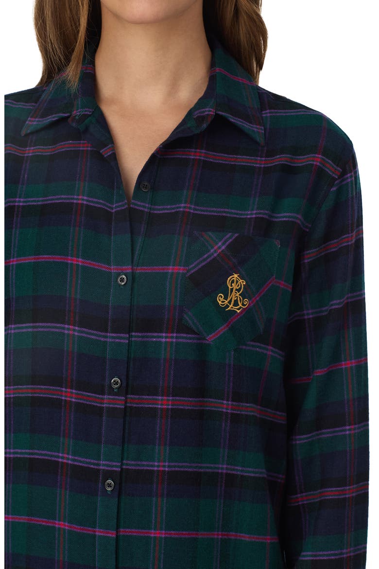 Plaid Long Sleeve Sleep Shirt, Alternate, color, GREEN PLAID