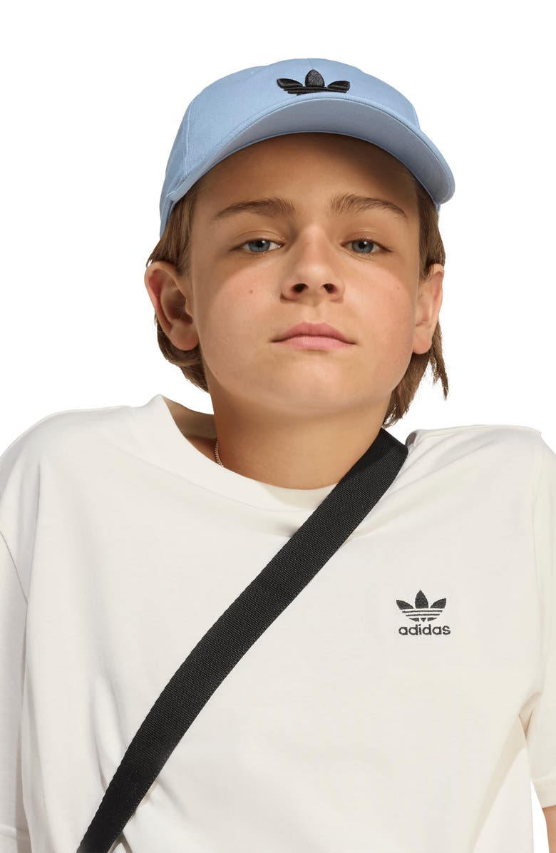 adidas Originals Kids' Essentials Embroidered Trefoil Logo Cotton T-Shirt, Alternate, color, Cloud White
