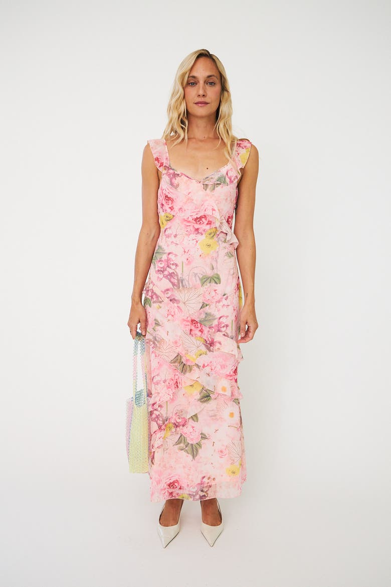 Levinecras Floral Ruffle Maxi Dress, Main, color, Floral Garden