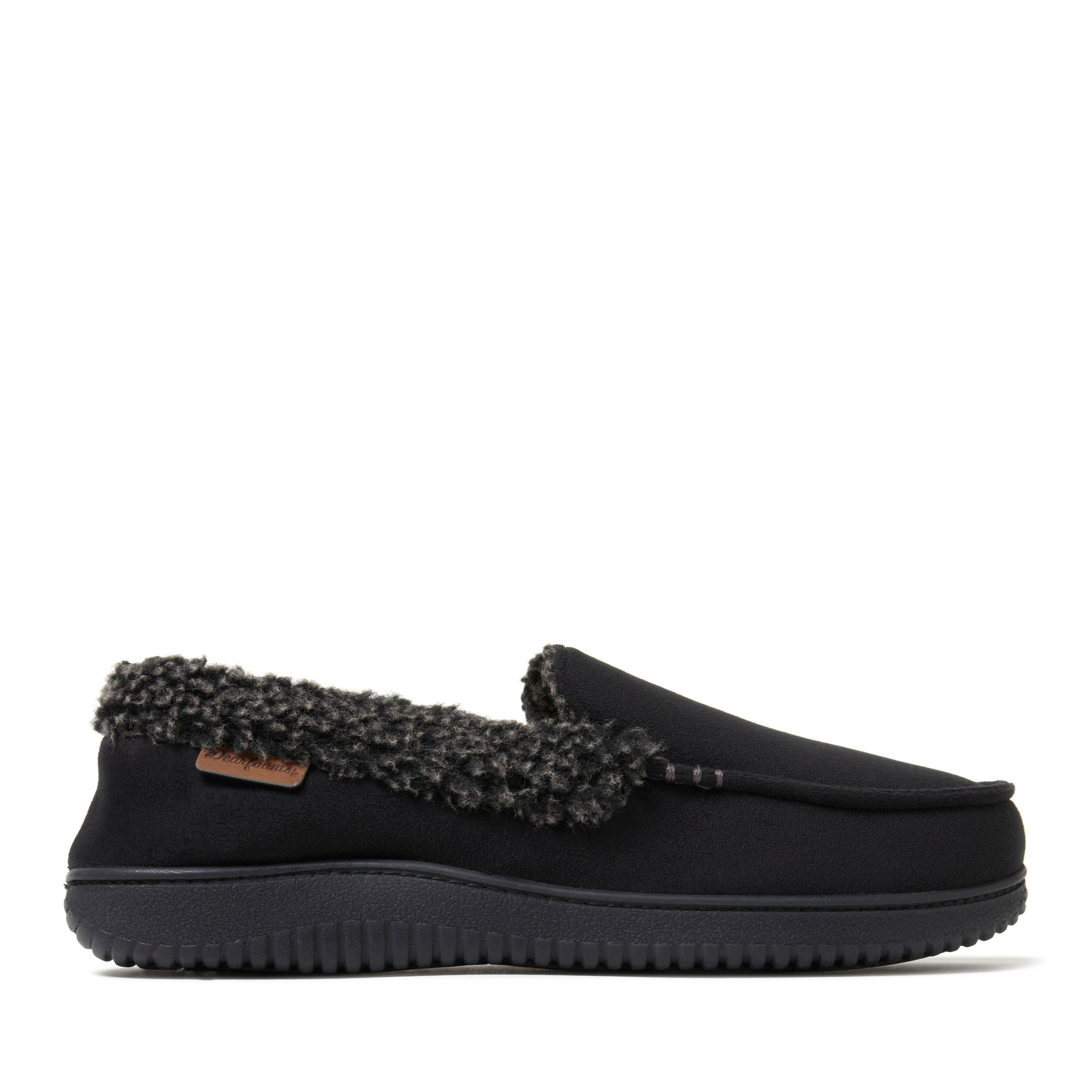 DEARFOAMS Alexander Microsuede Moccasin Slipper, Alternate, color, Black