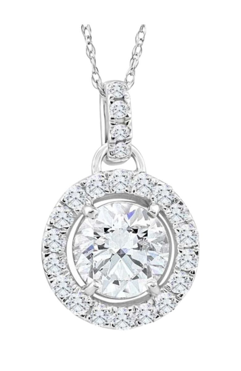 Bliss Diamond 1 1/3Ct TW Round Diamond (1ct center) Halo Pendant Lab Grown Gold Necklace, Main, color, 