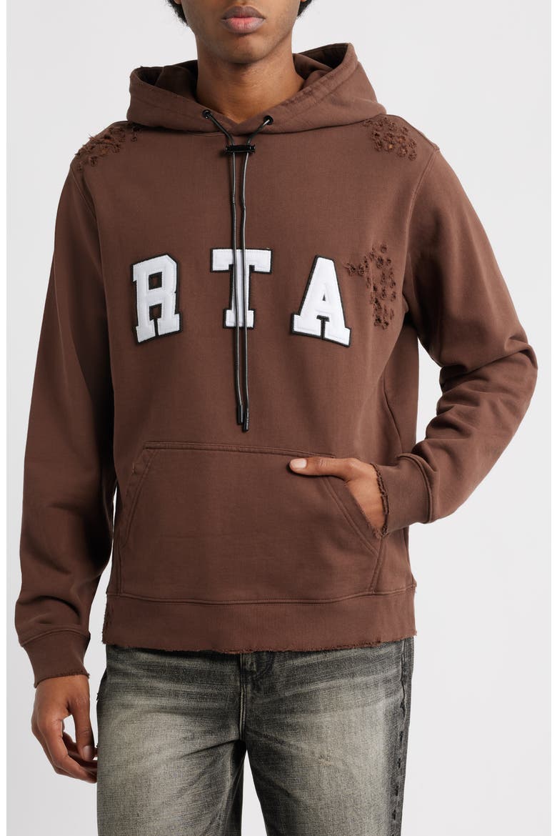 Markus Collegiate Frayed Hoodie, Main, color, BROWN COLLEGIATE