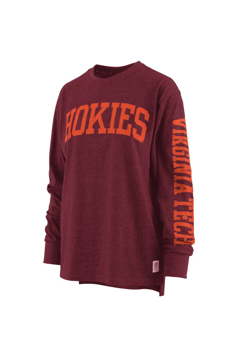 Women's Pressbox Heathered Maroon Virginia Tech Hokies Two-Hit Canyon Long Sleeve T-Shirt, Alternate, color, Maroon