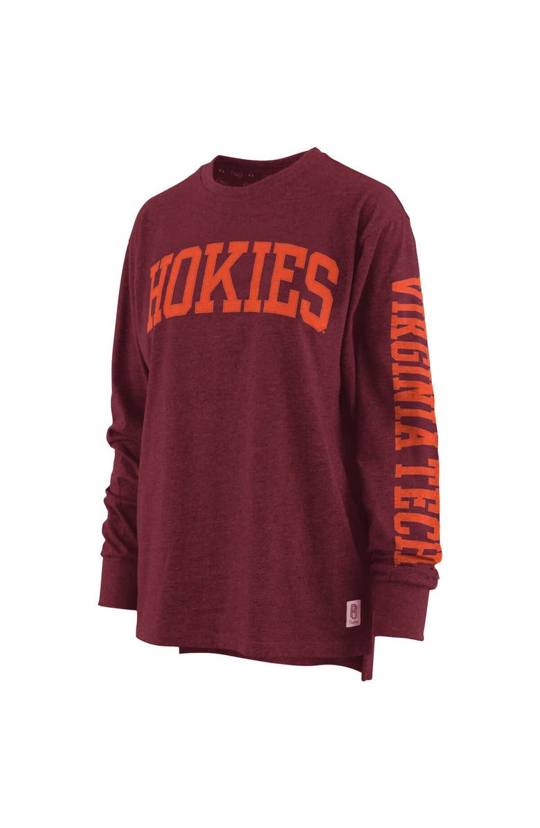 PRESSBOX Women's Pressbox Heathered Maroon Virginia Tech Hokies Two-Hit Canyon Long Sleeve T-Shirt, Alternate, color, Maroon