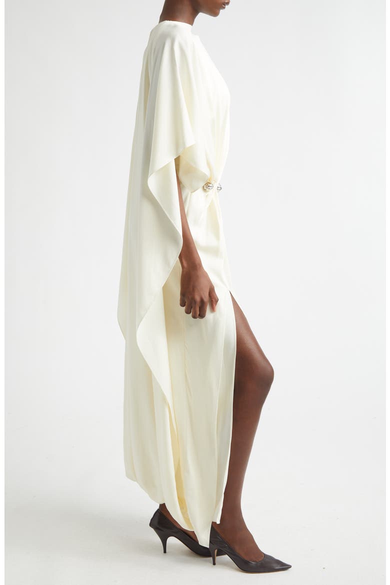 Lucia Draped Crepe Cape Evening Dress, Alternate, color, IVORY