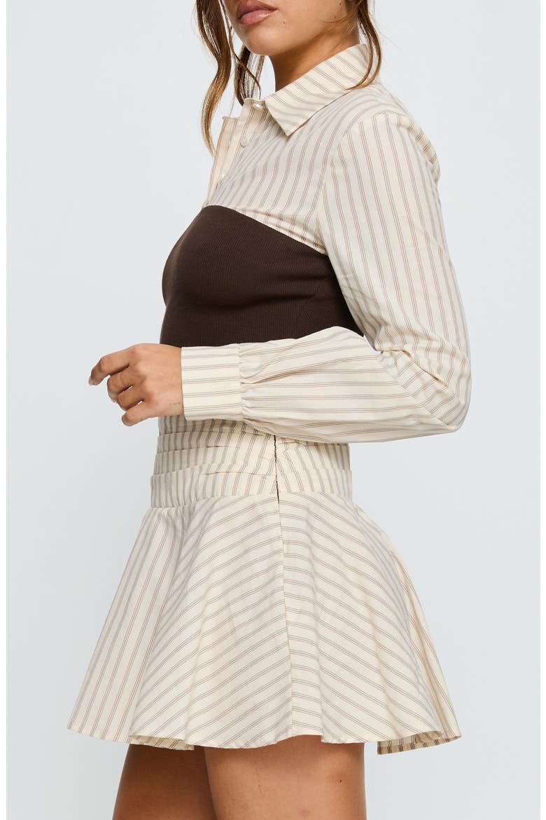 Belva Layered Corset Minidress, Alternate, color, BROWN STRIPE