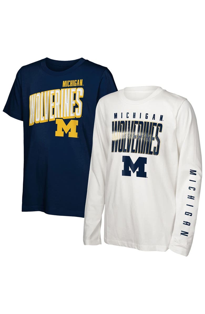 Outerstuff Preschool Outerstuff Michigan Wolverines Mix 3-in-1 Combo T-Shirt Set, Main, color, Navy