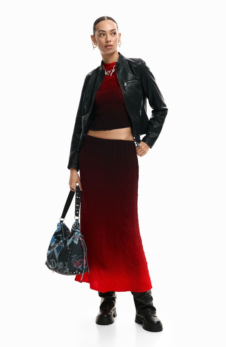 Desigual Gradient Tube Skirt, Alternate, color, Orange Red