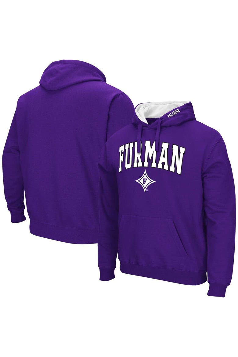 Men's Colosseum Purple Furman Paladins Arch & Logo 3.0 Pullover Hoodie, Main, color, Purple