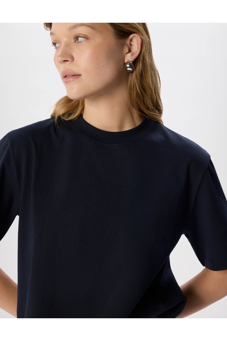Cotton Crew Neck Top, Alternate, color, Navy