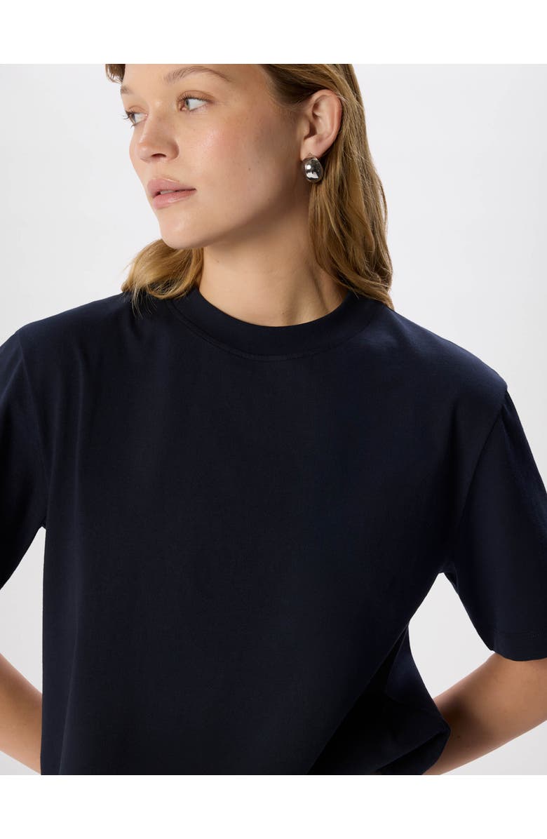 Whistles Cotton Crew Neck Top, Alternate, color, Navy