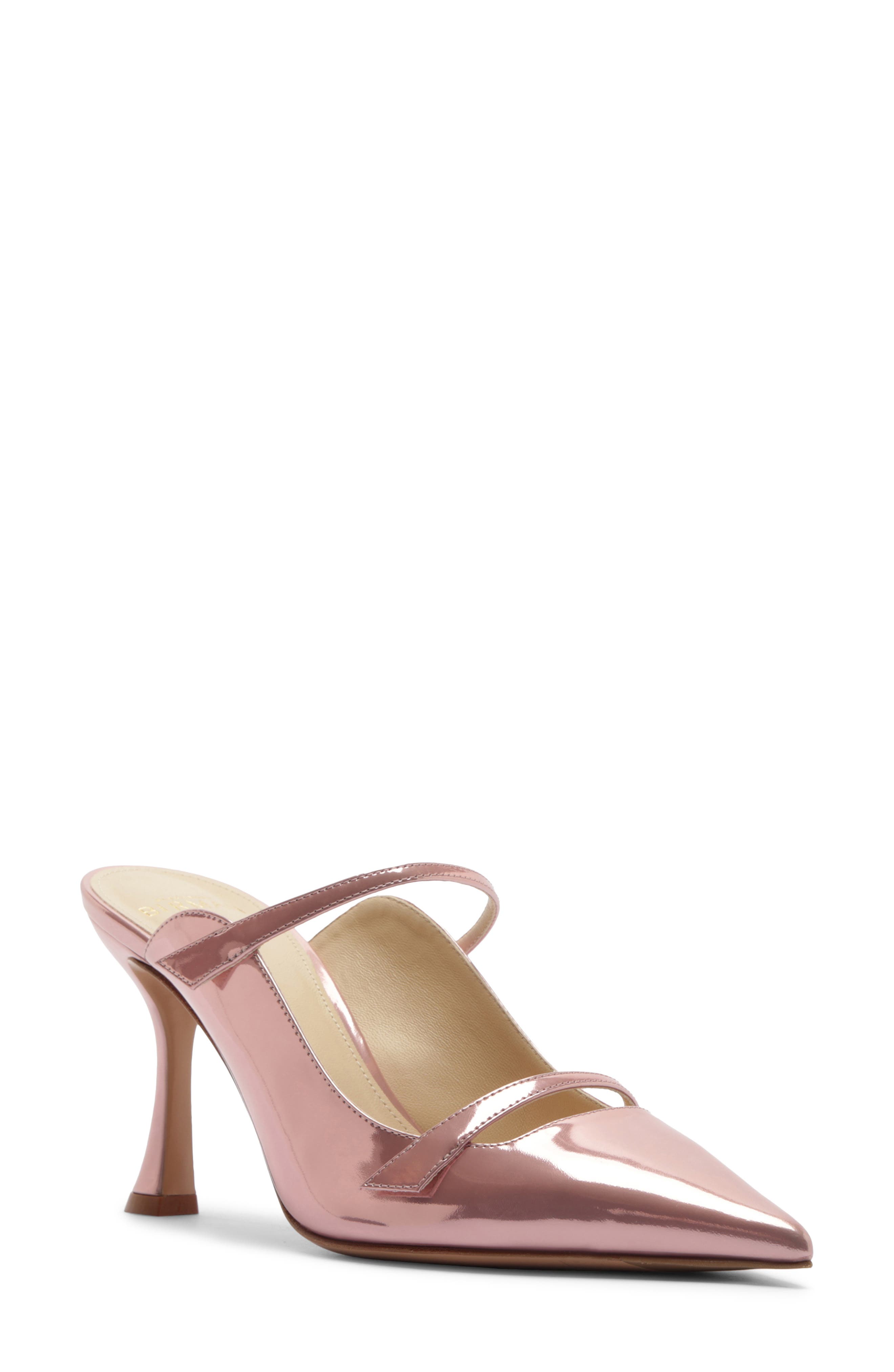 Alexandre Birman Tita Metallic Pointed Toe Mule Pump, Main, color, Pink