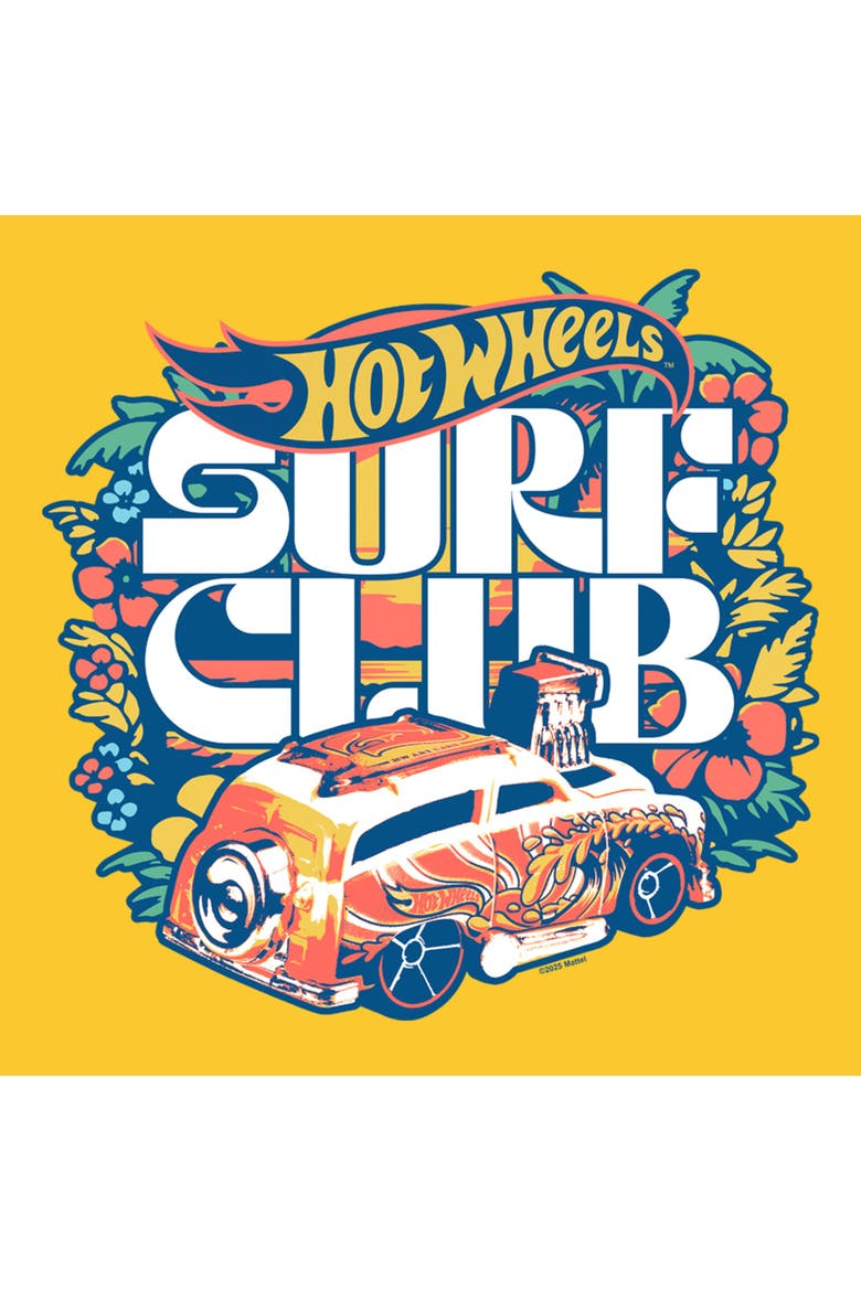 Men's Hot Wheels Floral Surf Club Badge  Graphic T-Shirt, Alternate, color, Yellow