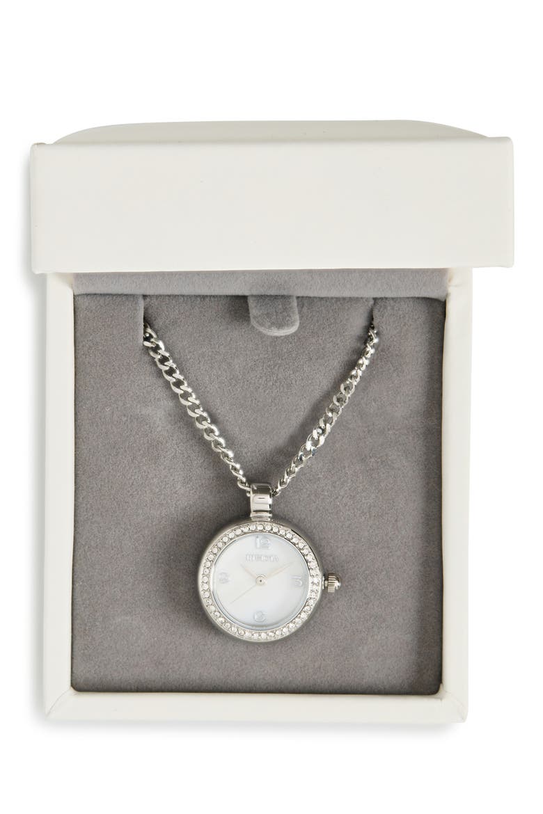 Mini Watch Pendant Necklace, 22.5mm, Alternate, color, WHITE