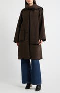 BCBG Embroidered Bouclé Coat with Scarf