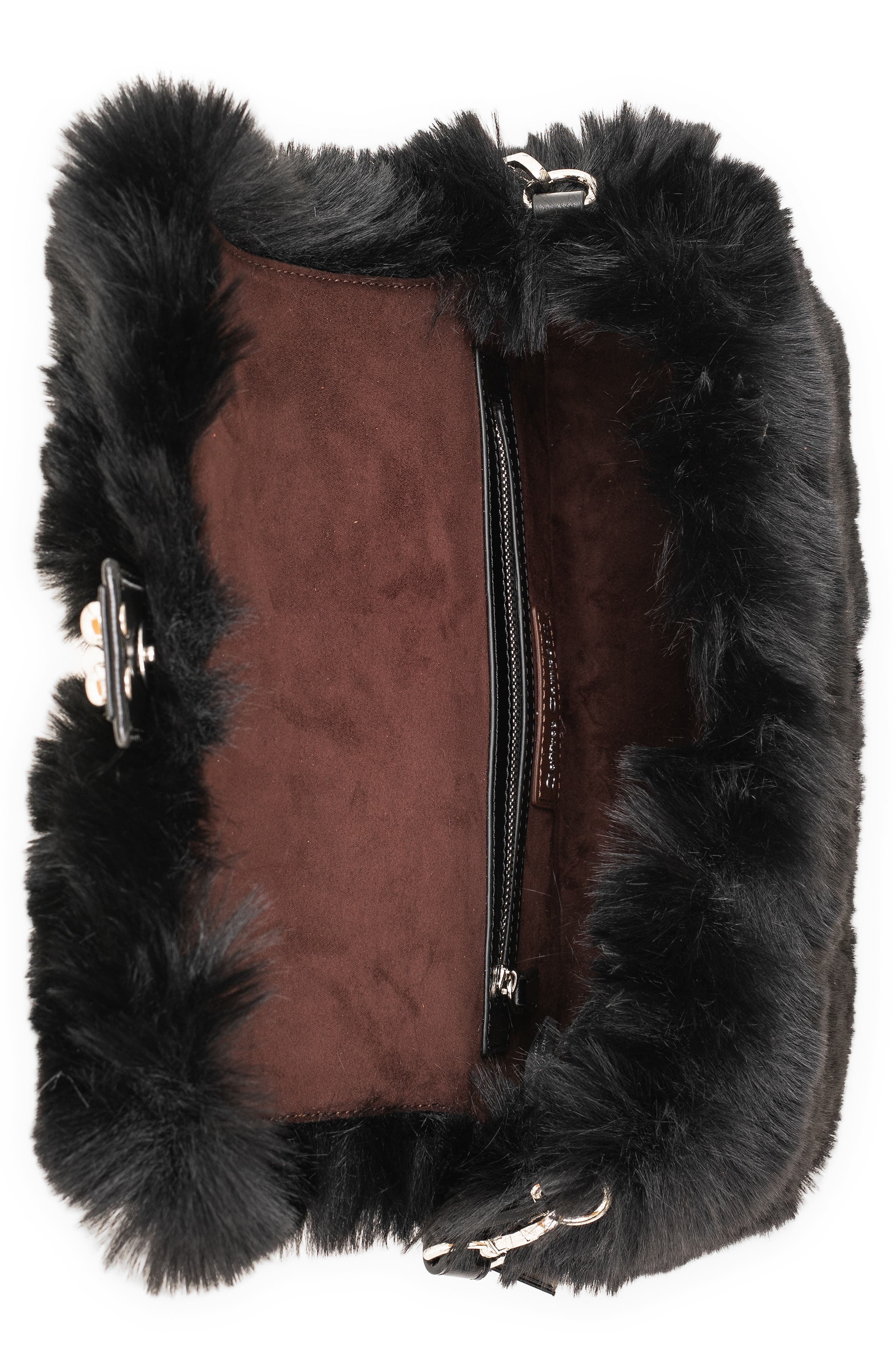 Jeffrey Campbell Furreal Faux Fur Handbag, Alternate, color, Black