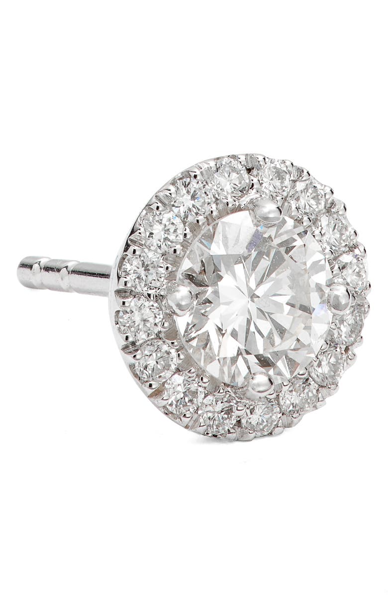 LIGHTBOX 1-Carat Lab Grown Diamond Halo Stud Earrings, Alternate, color, White/ 14K White Gold