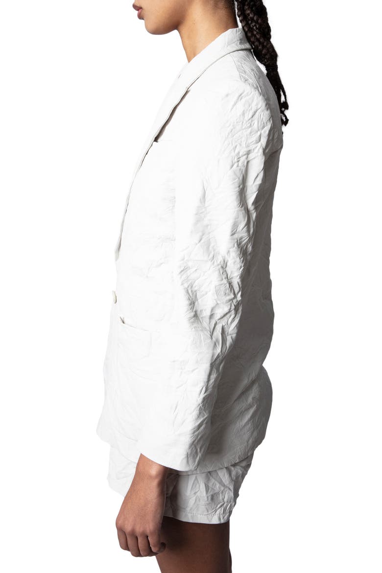 Visko Crushed Leather Double Breasted Jacket, Alternate, color, JUDO