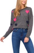 CeCe Heart Pattern Intarsia Sweater