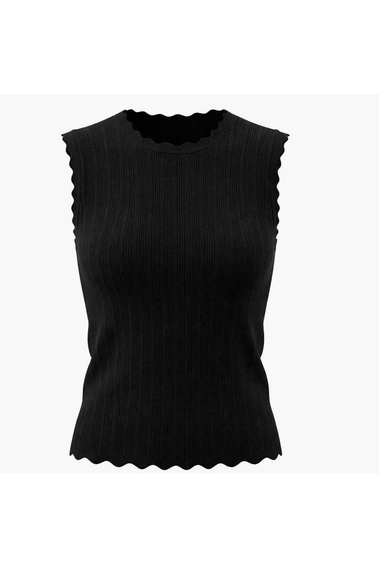 Crepe Knit Vest - Scalloped Rib Trim, Alternate, color, Dark Navy