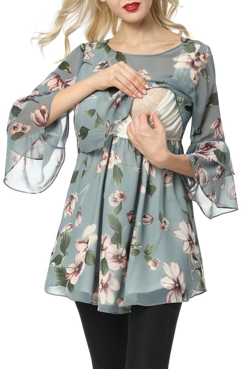 Kimi and Kai Audrey Floral Maternity/Nursing Popover Blouse, Alternate, color,