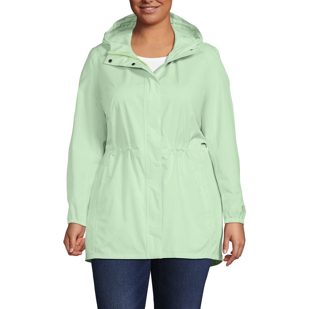 Lands' End Squall Packable Waterproof Raincoat In Icy Mint Green