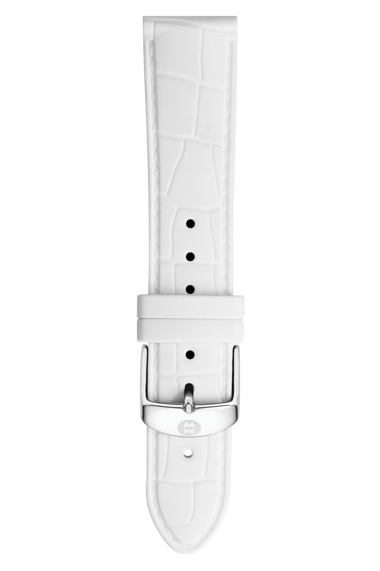 16mm Croc Embossed Silicone Watch Strap, Main, color, WHITE