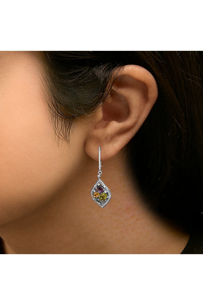 Sterling Silver Diamond Accent Multi Stone Rhombus Drop Earrings, Alternate, color, Silver