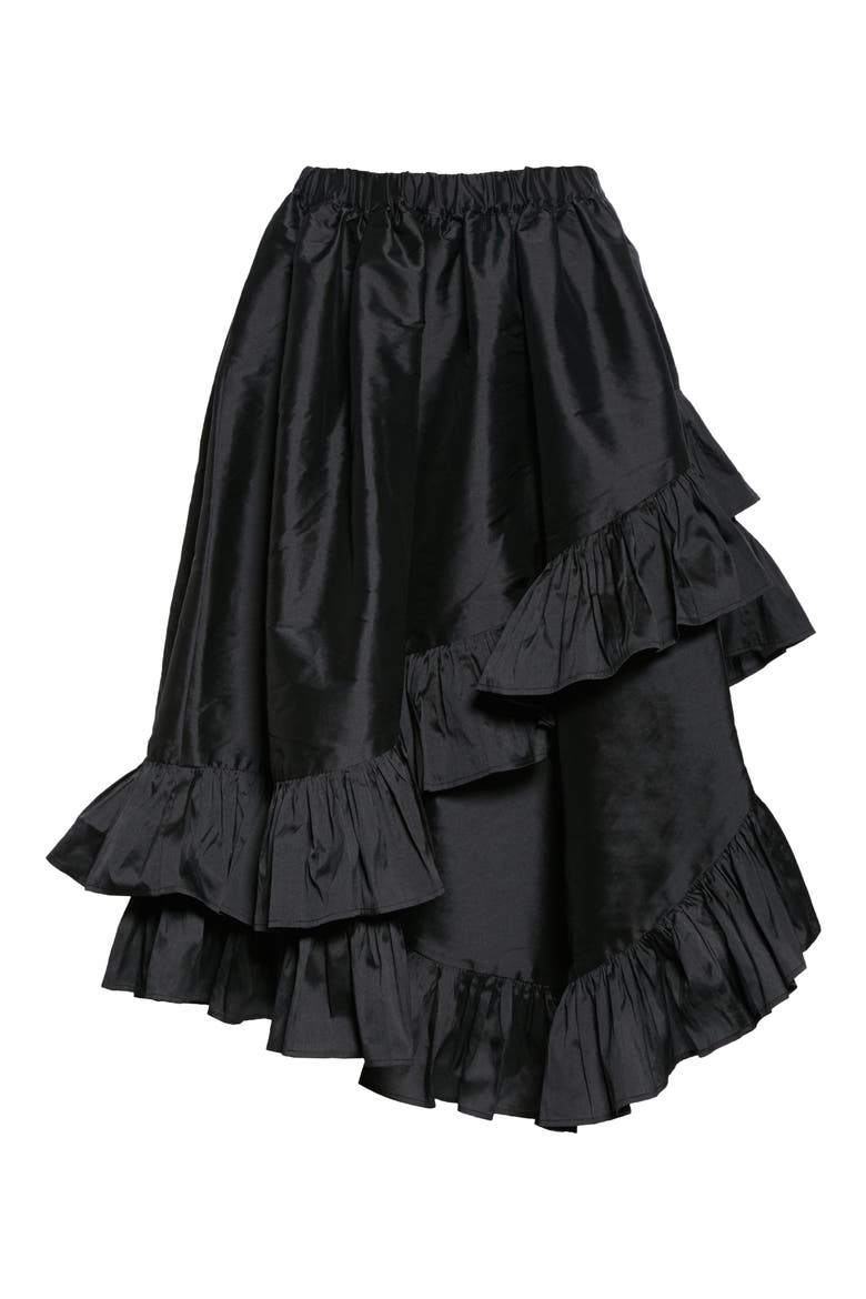 Asymmetrical Taffeta Ruffle Skirt, Alternate, color, BLACK