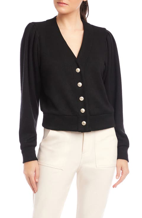 Madeline V-Neck Puff Sleeve Cardigan