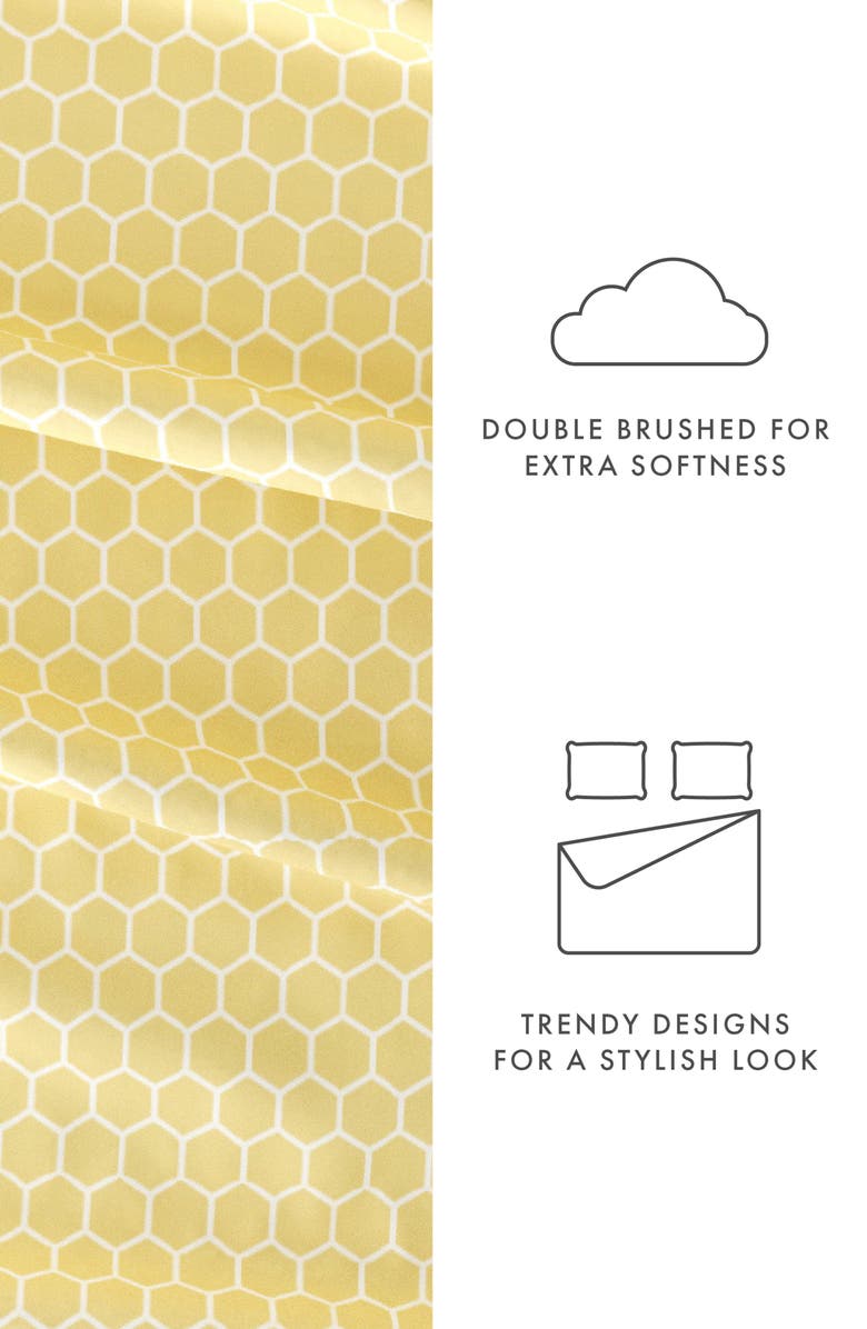 HOMESPUN HOME SPUN Premium Ultra Soft Honeycomb Pattern 4-Piece Bed Sheet Set, Alternate, color, Yellow