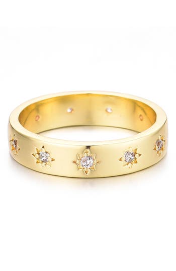 Adornia Gold Cubic Zirconia Stars Band Ring In Gold