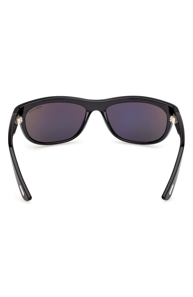 TOM FORD Anders 62mm Oversize Rectangular Sunglasses, Alternate, color, Shiny Black / Smoke Lens
