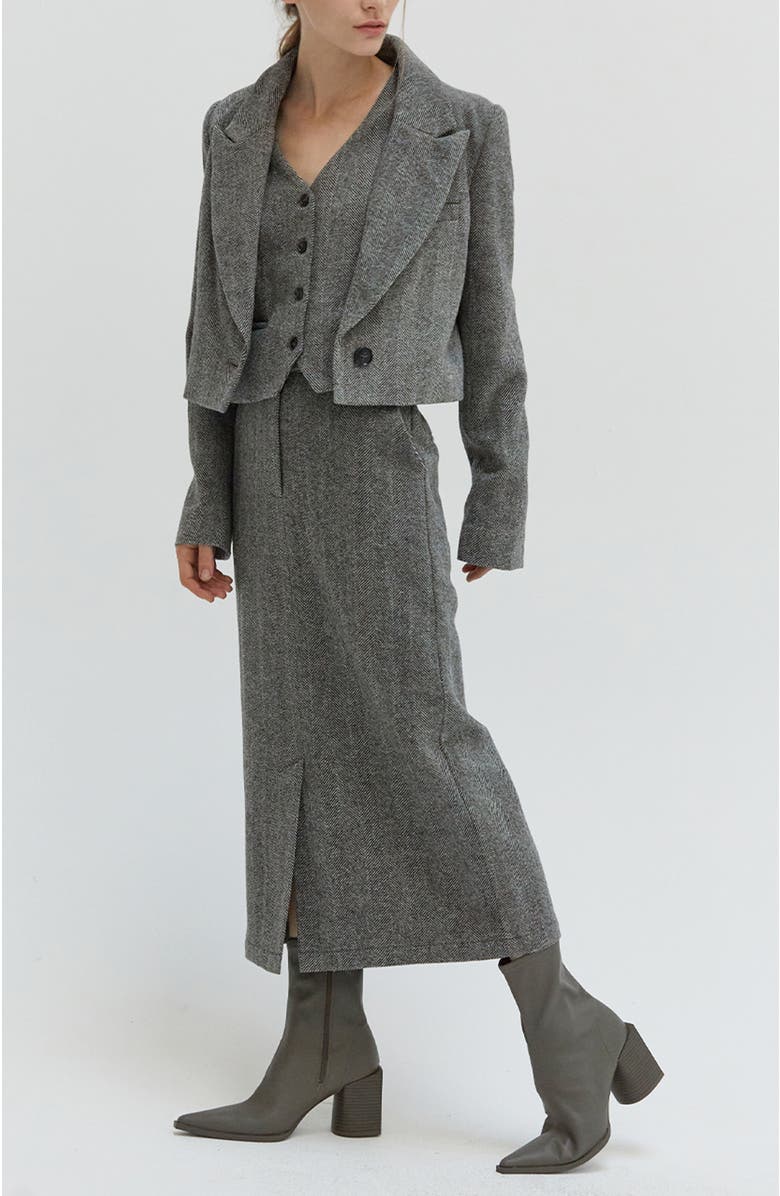 CRESCENT Brushed Herringbone Cropped Blazer, Alternate, color, 