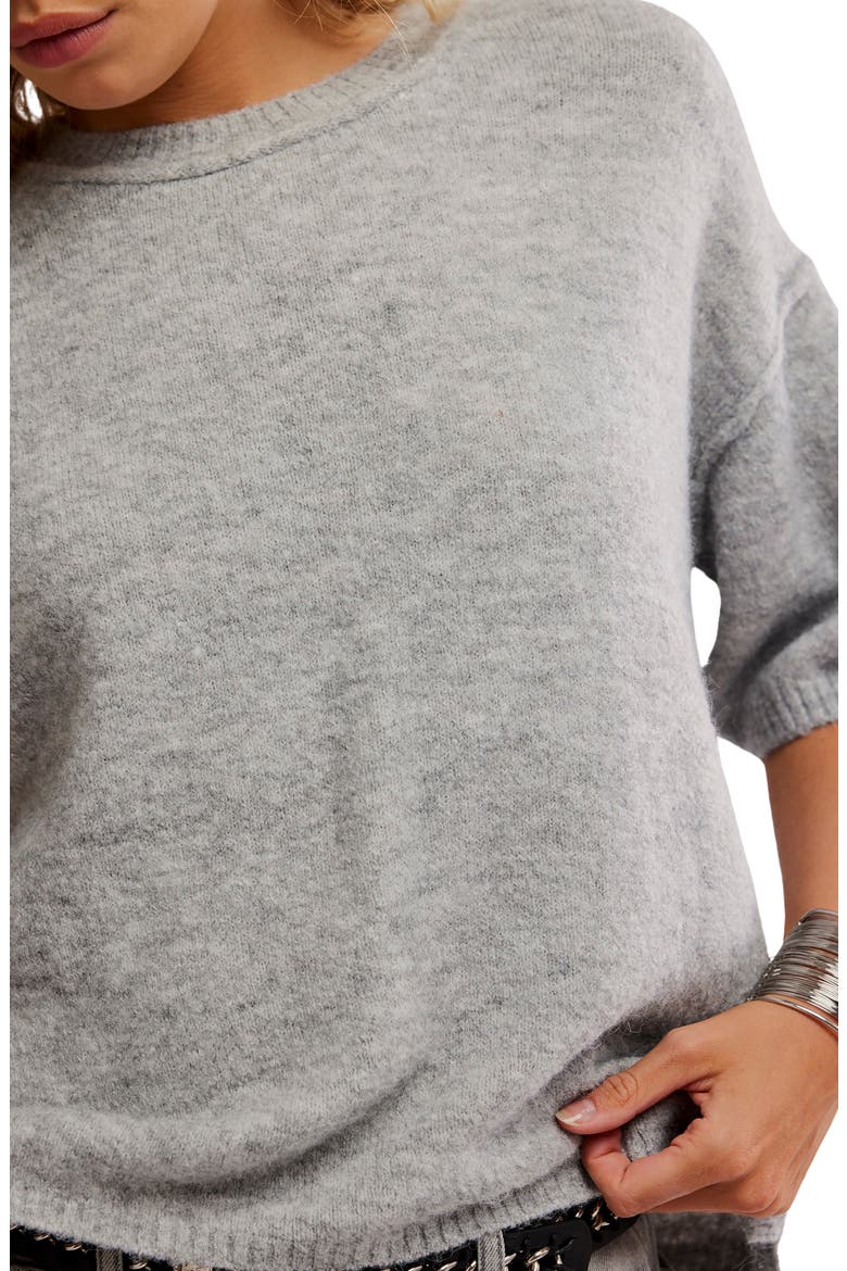 Margot Oversize Short Sleeve Sweater, Alternate, color, HEATHER GREY/DNU