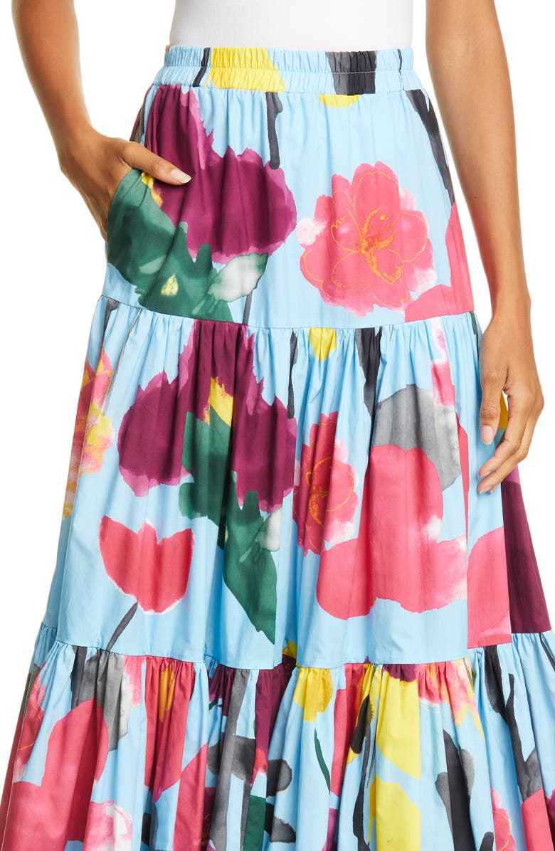 La DoubleJ Big Print Convertible Tiered Cotton Maxi Skirt, Alternate, color,