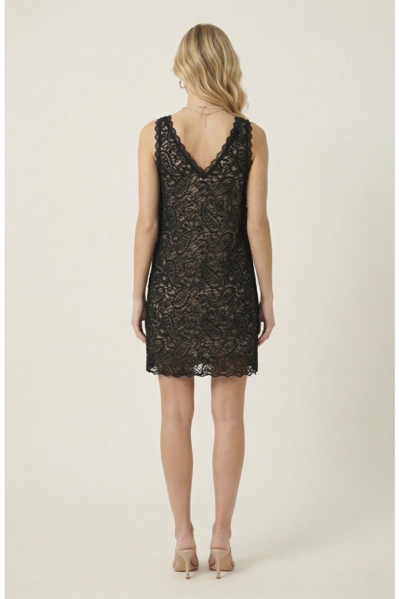 Sleeveless Lace Mini Dress, Alternate, color, Black