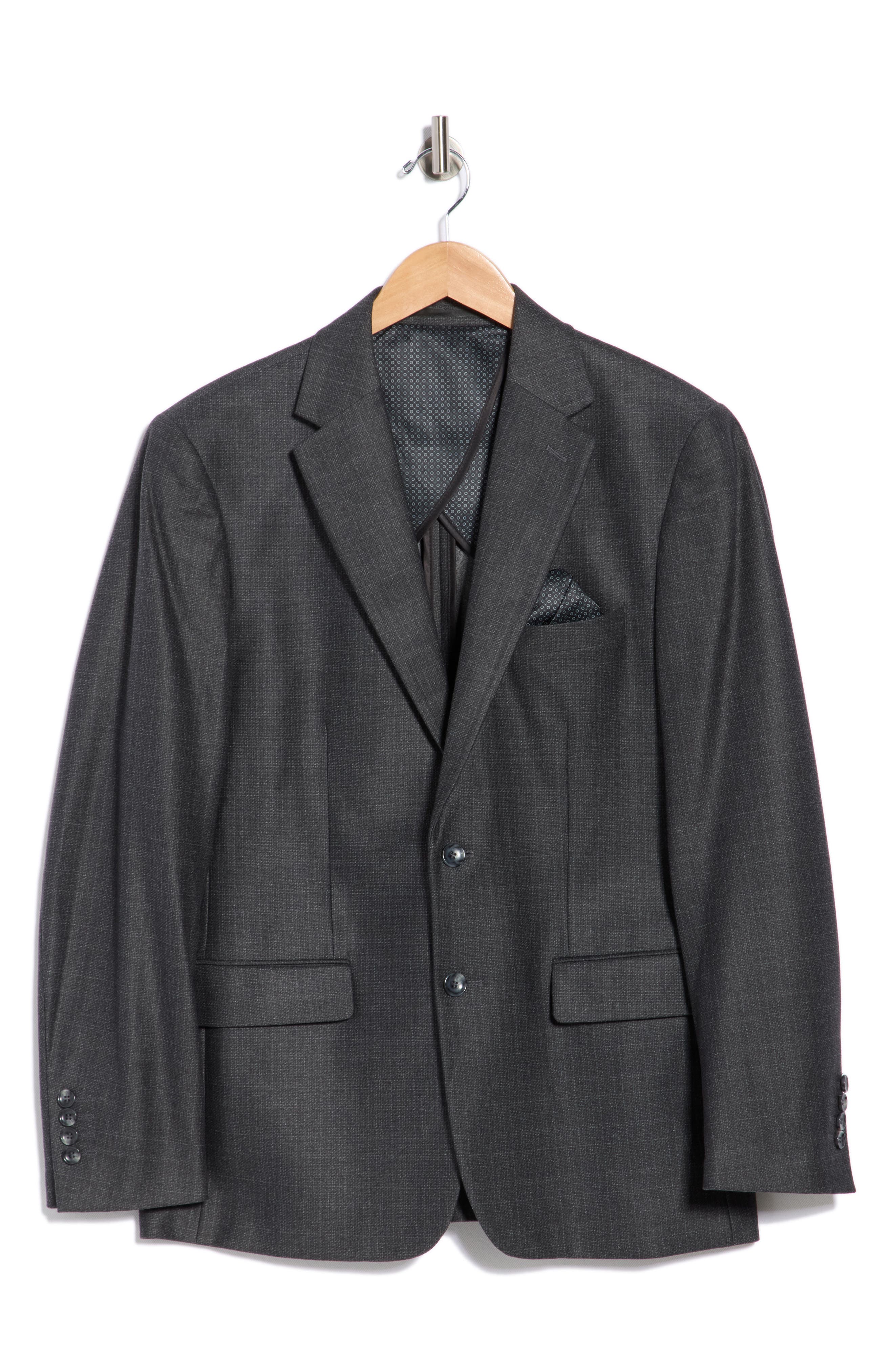 Slim Fit Plaid Stretch Knit Sport Coat