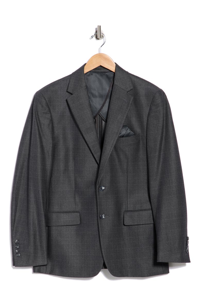 Slim Fit Plaid Stretch Knit Sport Coat, Main, color, BLACK