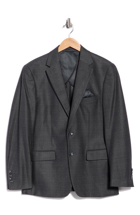 Slim Fit Plaid Stretch Knit Sport Coat
