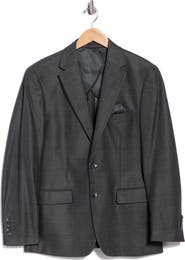 Duchamp Slim Fit Plaid Stretch Knit Sport Coat