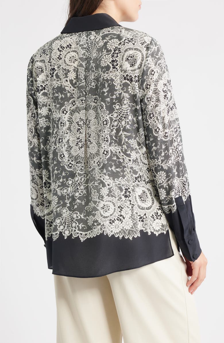KOBI HALPERIN Willa Lace Silk Shirt, Alternate, color, Black Multi