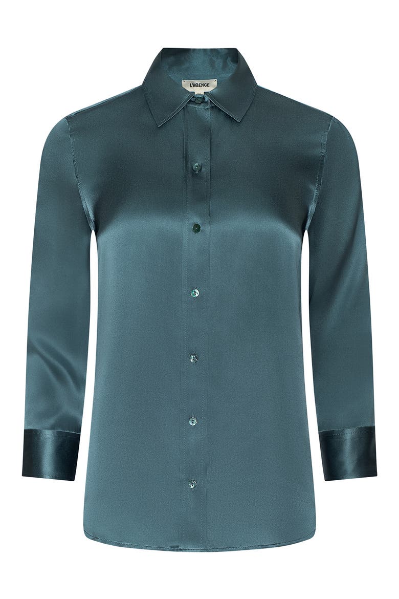 Dani Silk Charmeuse Blouse, Alternate, color, CADET BLUE