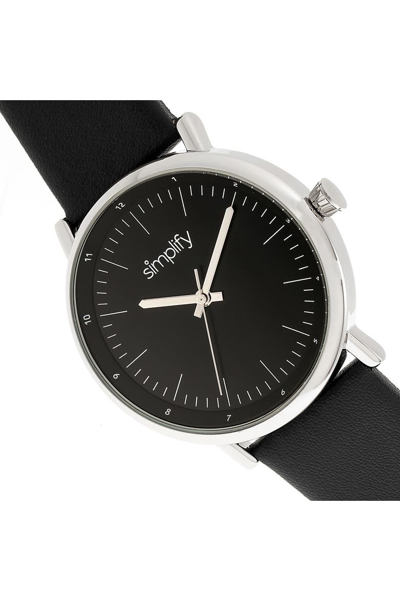 The 6200 Leather-Strap Watch, Alternate, color, Black/Silver