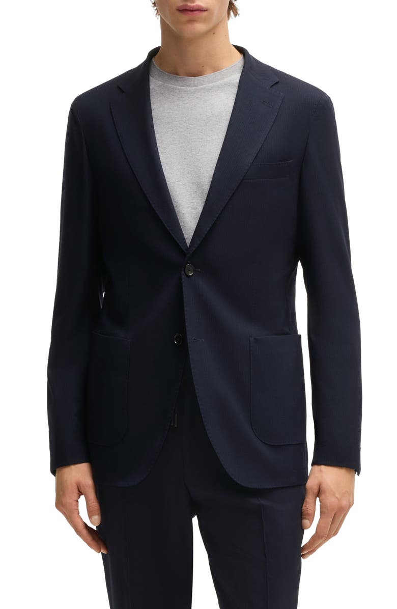 BOSS Heston Slim Fit Navy Stretch Wool Blend Sport Coat, Main, color, Dark Blue